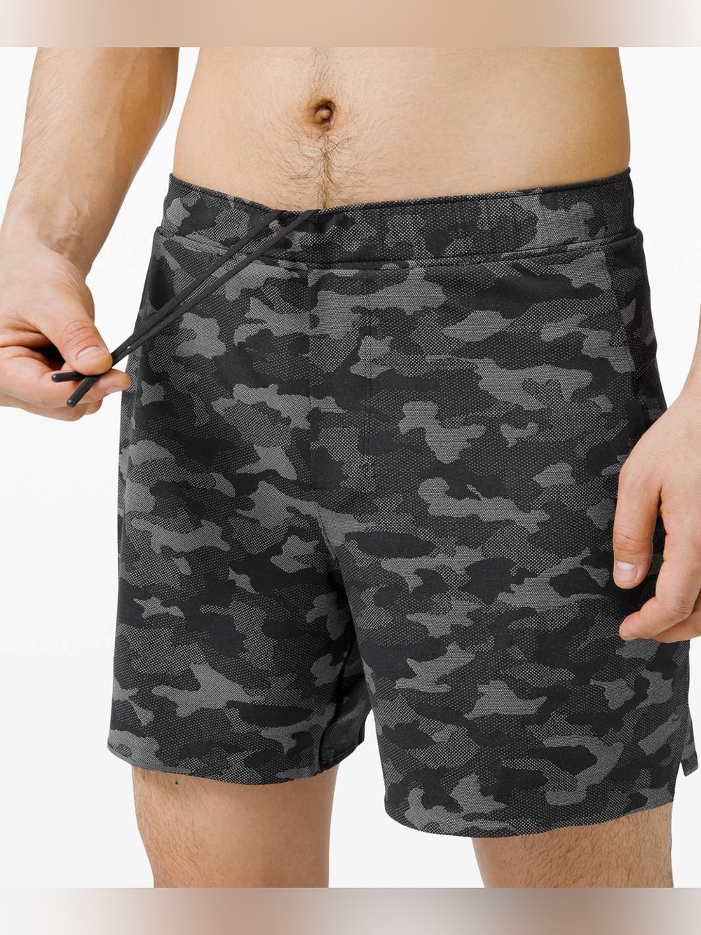 Lululemon Men's Surge Short 7” Black Gray Camo Performance activewear gym sport